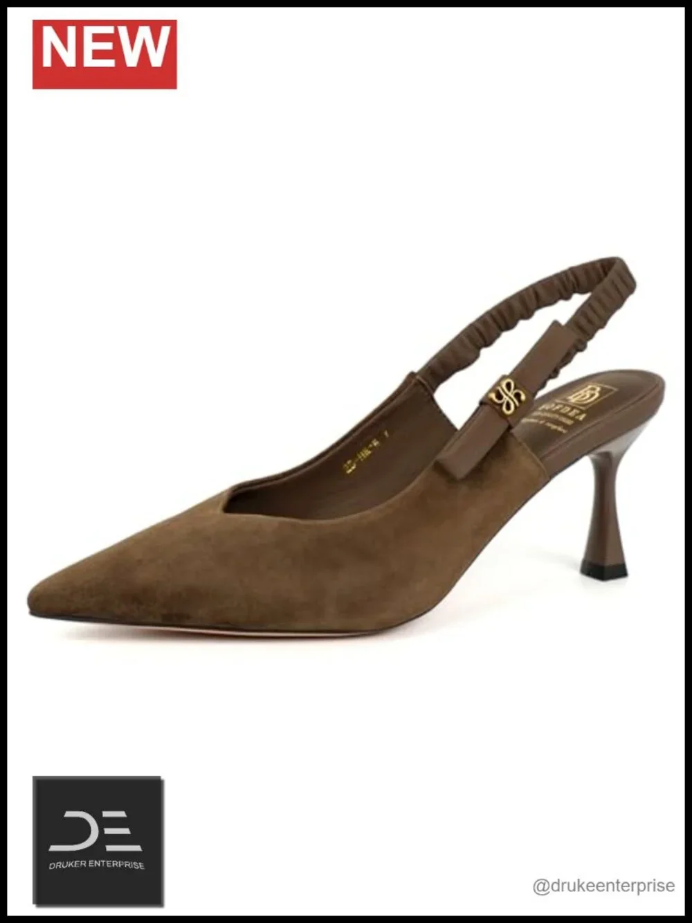 Pointed-Toe Slingback Heels Genuine Leather 2.76